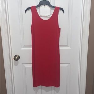 NWOT Red Midi dress with white accent in back